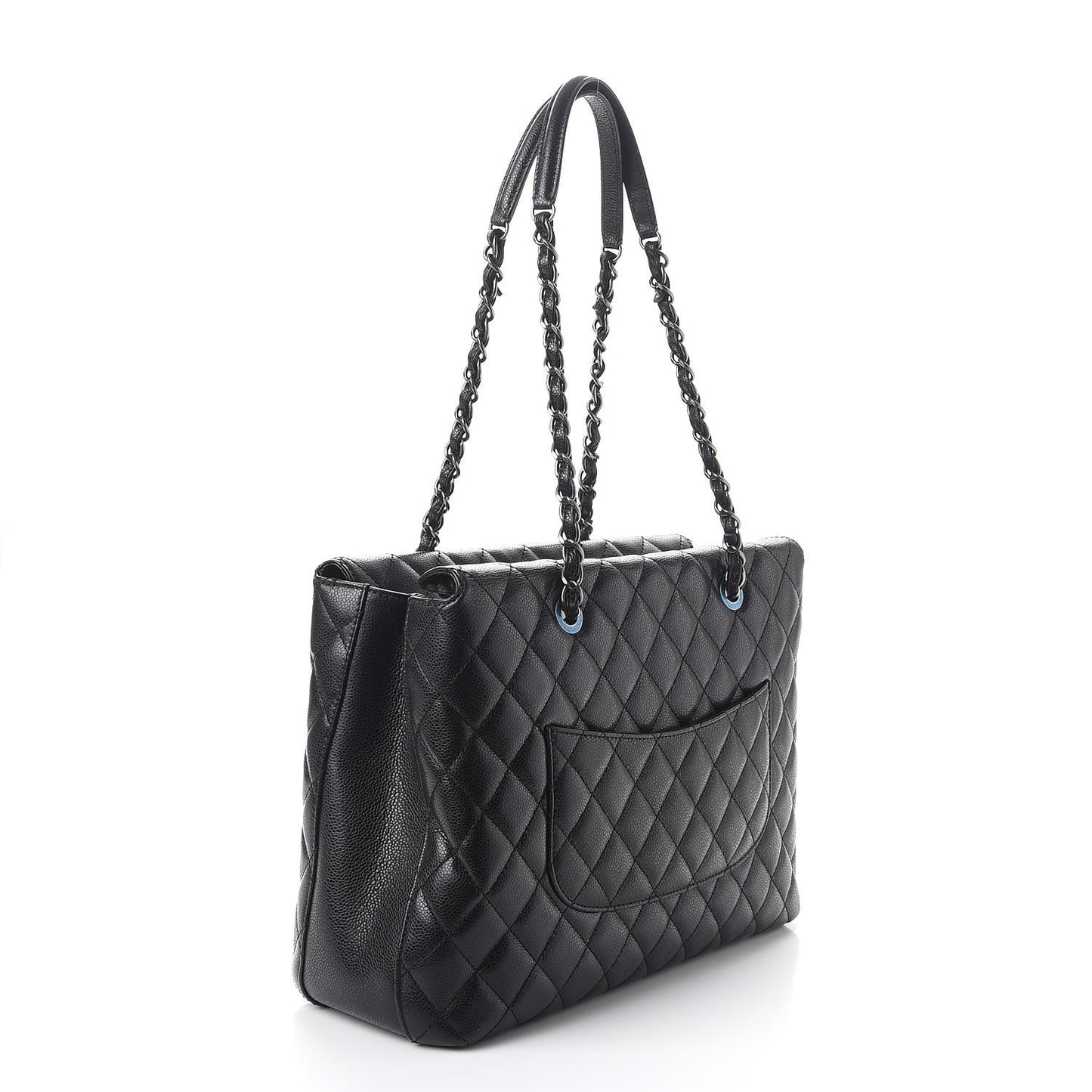Caviar Quilted City Shopping Tote Black