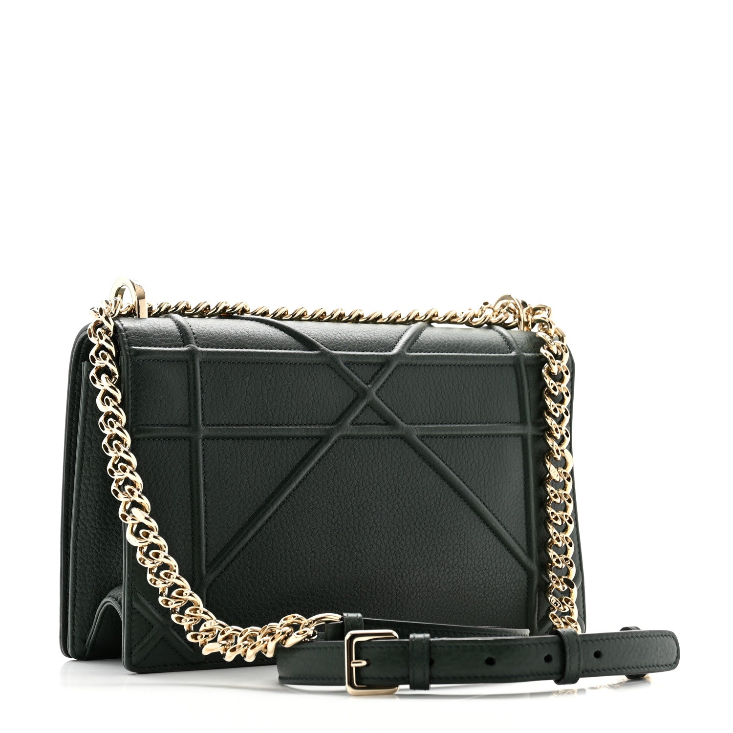 Christian Dior Grained Calfskin Medium Diorama Flap Bag Green 3 of 11