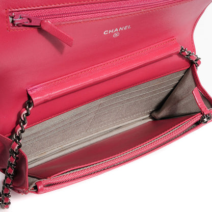 Chanel Lambskin Quilted Boy Wallet On Chain WOC Pink 5 of 8