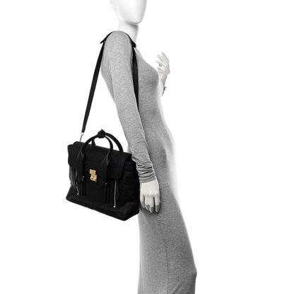 3.1 Phillip Lim Textured Calfskin Medium Pashli Satchel Black 2 of 12