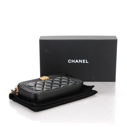 Chanel Lambskin Quilted Small Boy Clutch With Chain Black 4 of 8