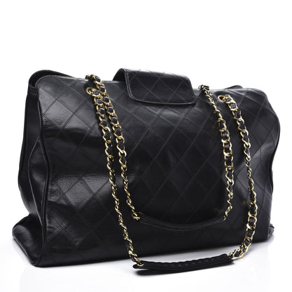 Chanel Calfskin Stitched XL Weekender Black 2 of 10