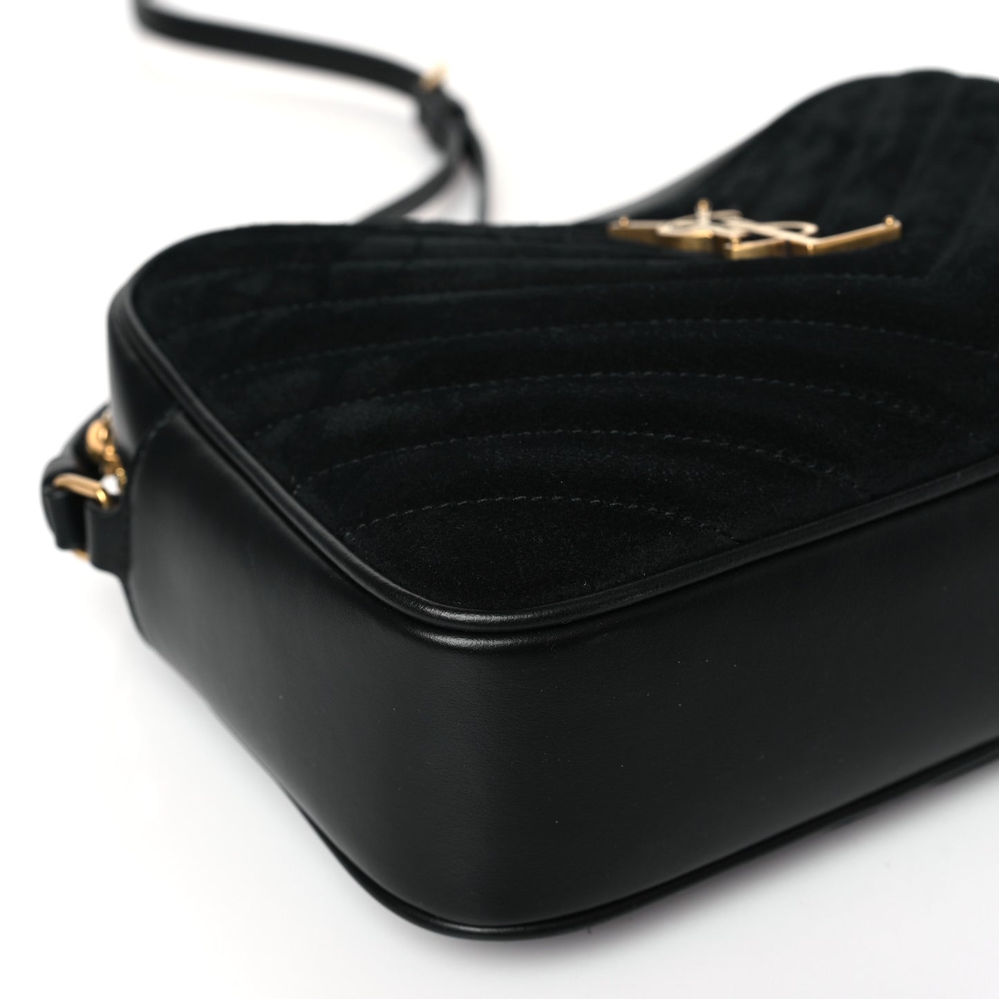 Suede Calfskin Matelasse Monogram Lou Camera Bag Black