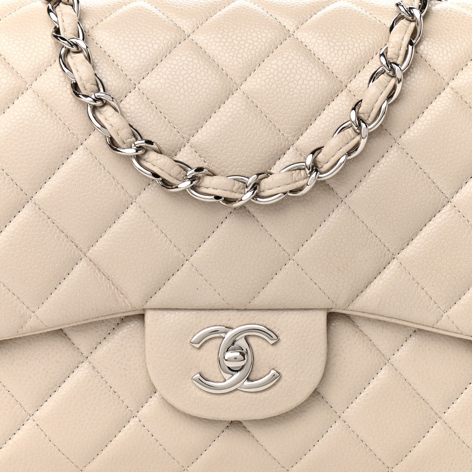 Chanel Caviar Quilted Jumbo Single Flap Ecru 8 of 11