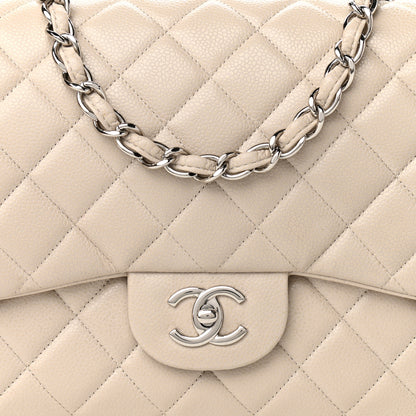 Chanel Caviar Quilted Jumbo Single Flap Ecru 8 of 11