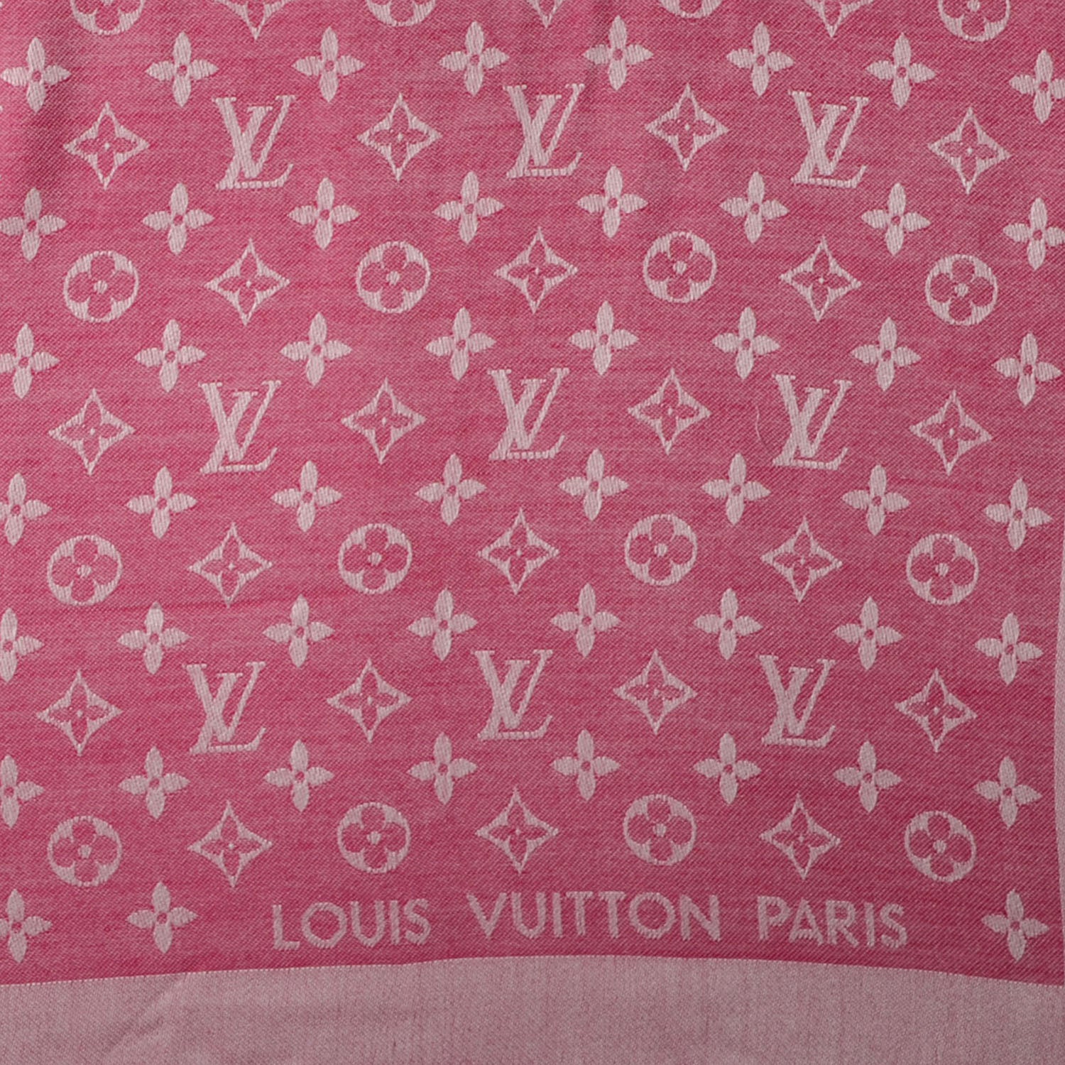 Louis Vuitton Silk Wool Monogram Denim Shawl Pivoine 4 of 5