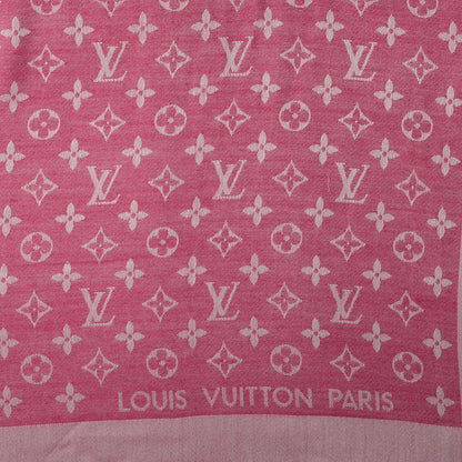 Louis Vuitton Silk Wool Monogram Denim Shawl Pivoine 4 of 5