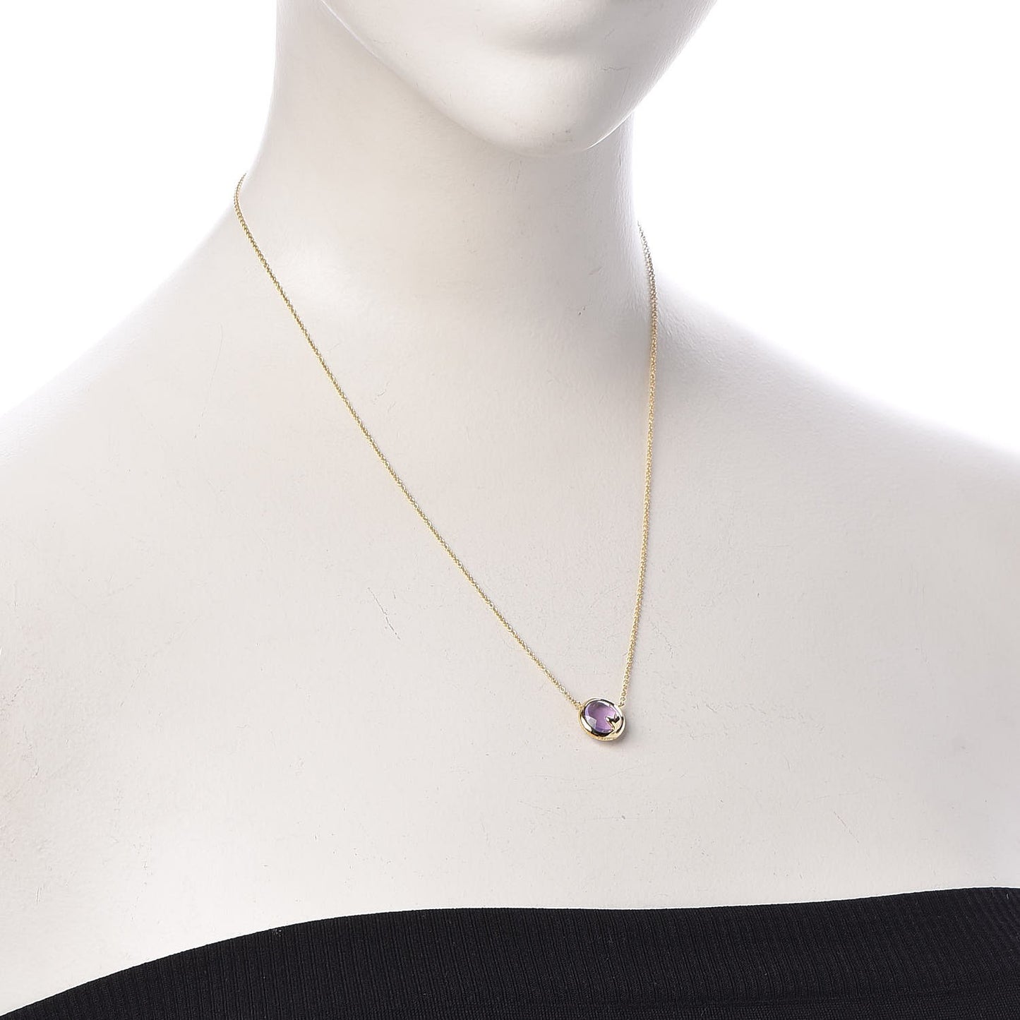 18K Yellow Gold Amethyst Paloma Picasso Olive Leaf Pendant Necklace