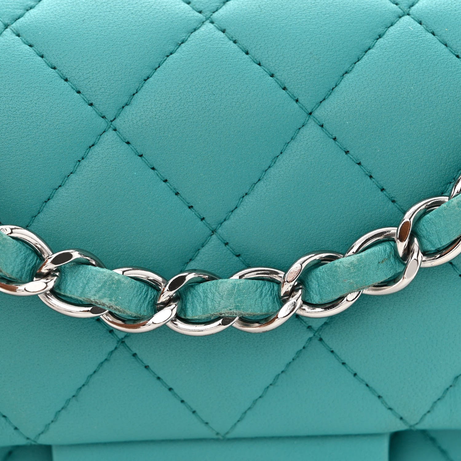 Chanel Lambskin Quilted Mini Rectangular Flap Turquoise 11 of 13