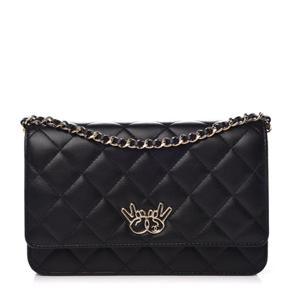 Chanel Lambskin Quilted Emoticon Wallet On Chain WOC Black 1 of 9