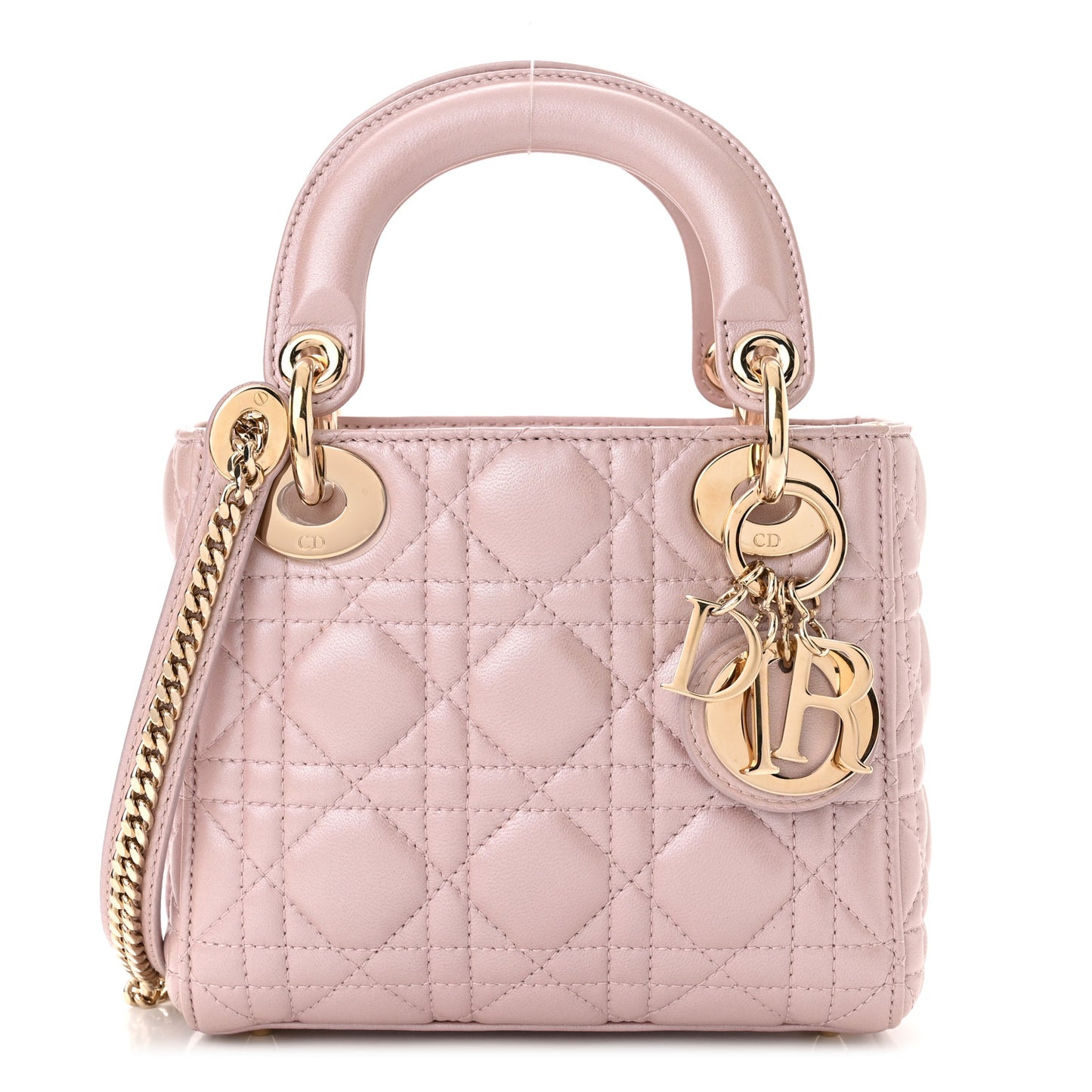 Metallic Lambskin Cannage Mini Lady Dior Lotus