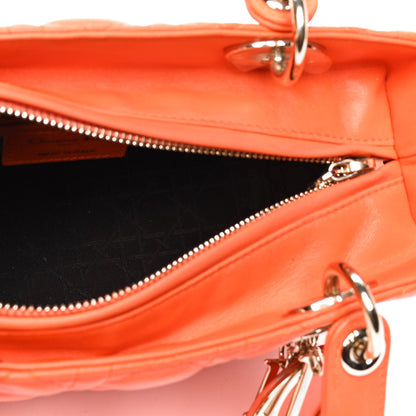 Christian Dior Lambskin Cannage Medium Lady Dior Orange 4 of 8
