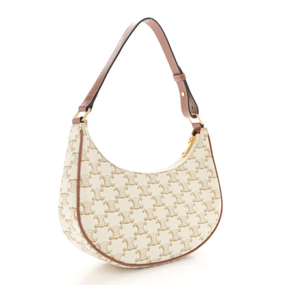 Celine Canvas Calfskin Ava Triomphe Shoulder Bag White 3 of 10