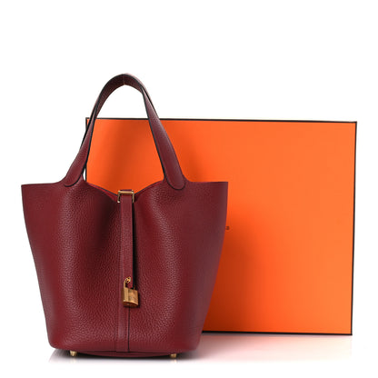 Hermes Taurillon Clemence Picotin Lock 22 MM Rouge H 12 of 12