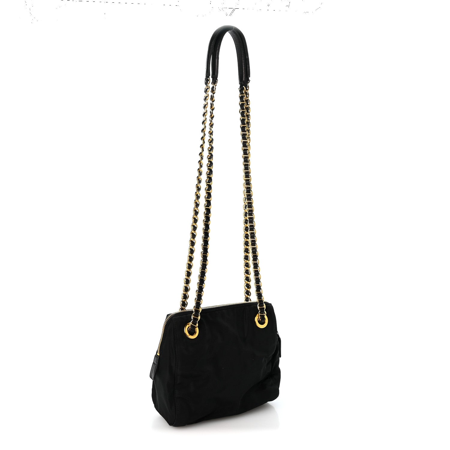 Prada Tessuto Nylon Acciaio Chain Shoulder Bag Black 3 of 12