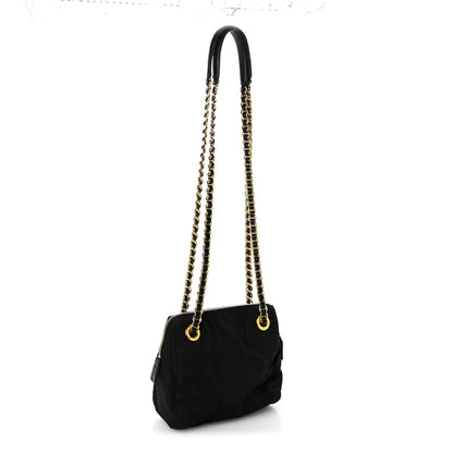 Prada Tessuto Nylon Acciaio Chain Shoulder Bag Black 3 of 12