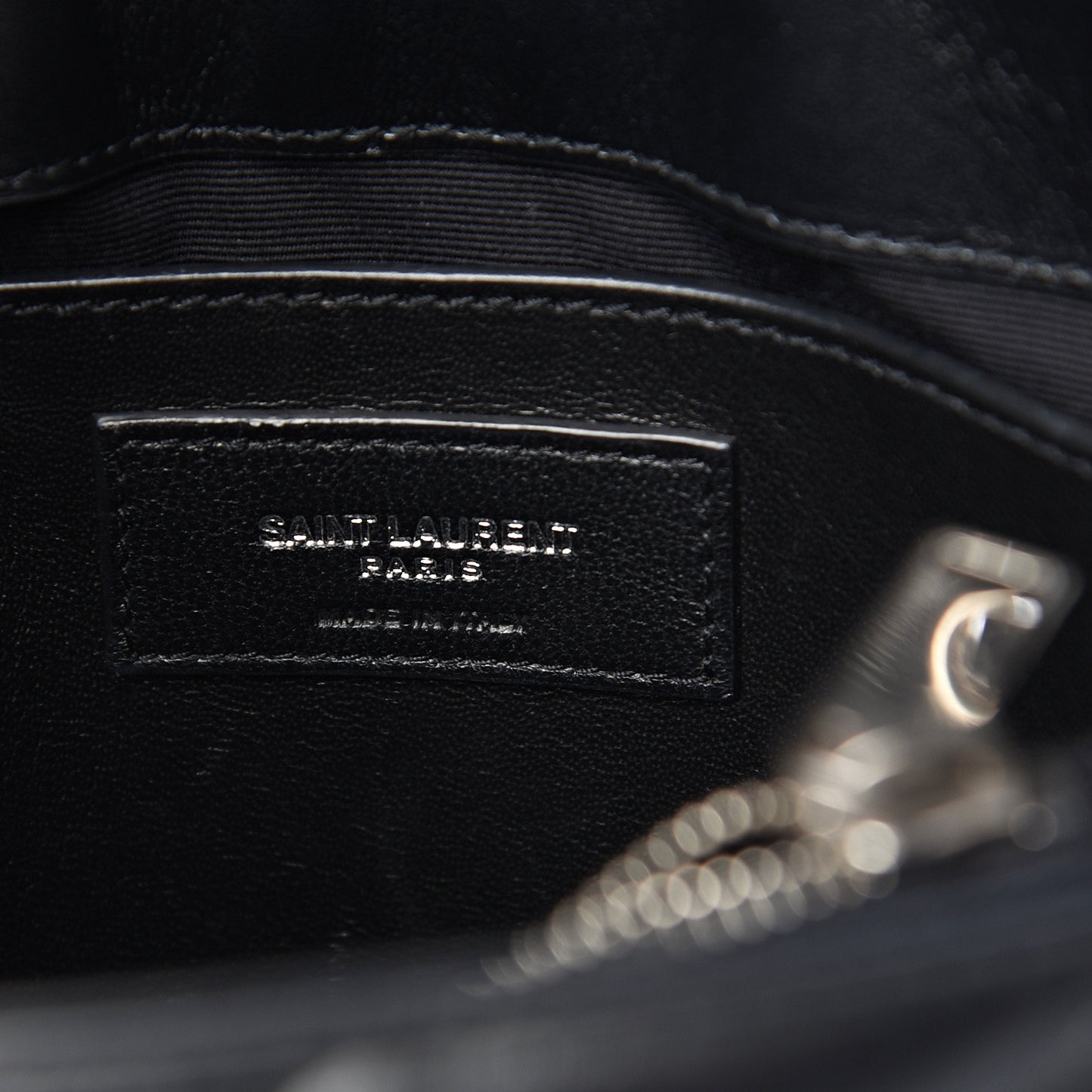 Calfskin Y Quilted Monogram Small Loulou Chain Satchel Black