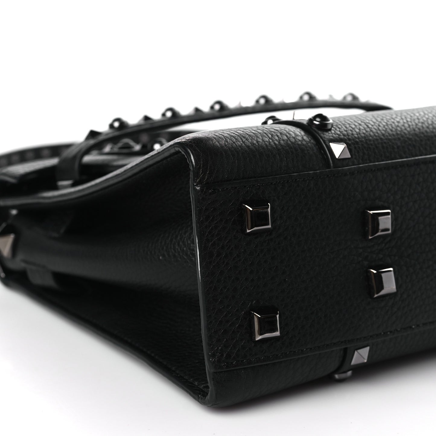 Grainy Calfskin Onyx Small My Rockstud Rolling Frame Bag Black