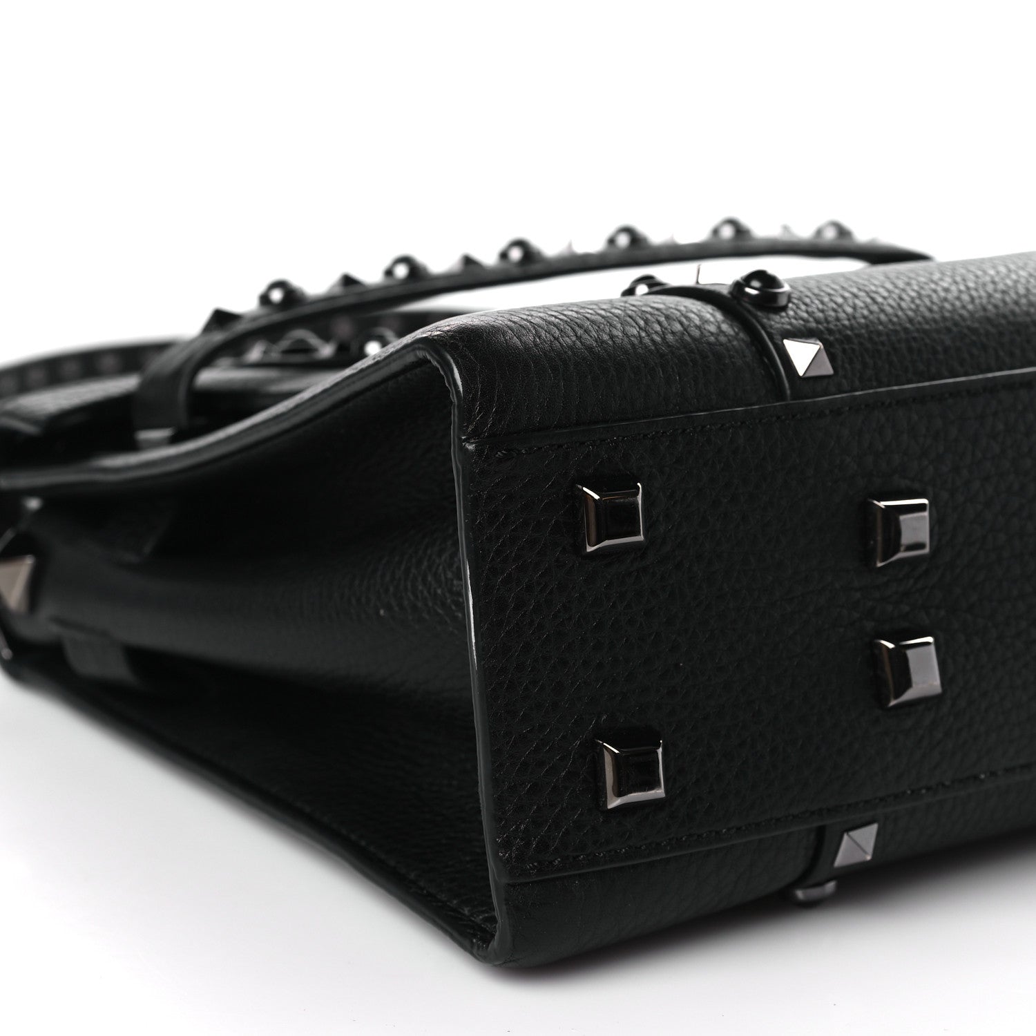 Valentino Garavani Grainy Calfskin Onyx Small My Rockstud Rolling Frame Bag Black 7 of 8