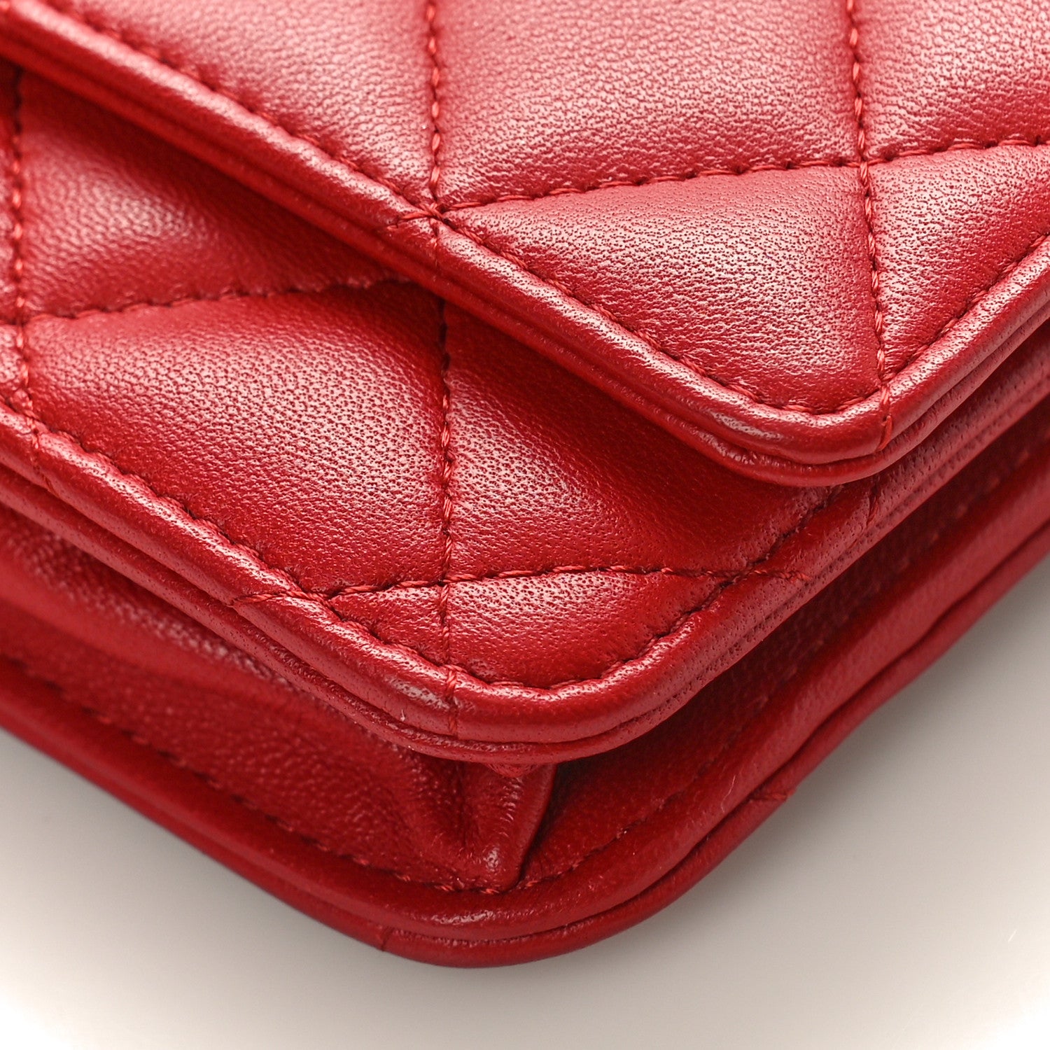 Chanel Lambskin Quilted Wallet On Chain WOC Red 9 of 9