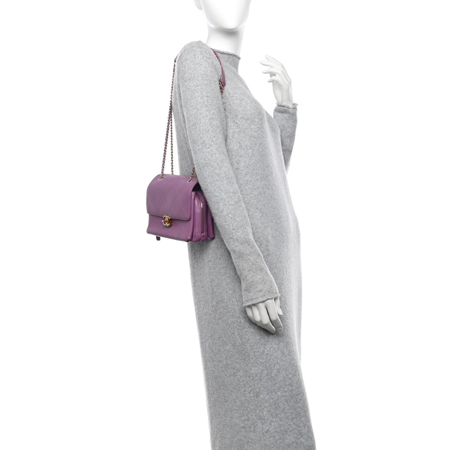 Chanel Lambskin Sleek And Chic Flap Purple 3 of 13