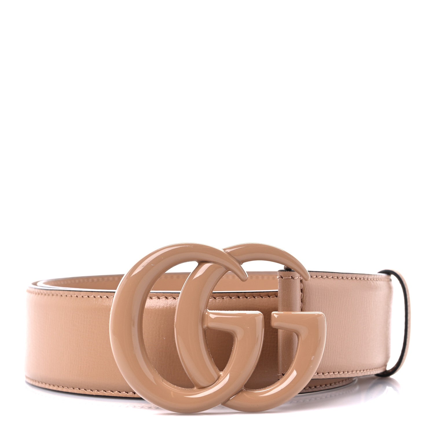Gucci Azalea Calfskin Enamel Monochrome Double G 40mm Belt 75 30 Camelia 1 of 4