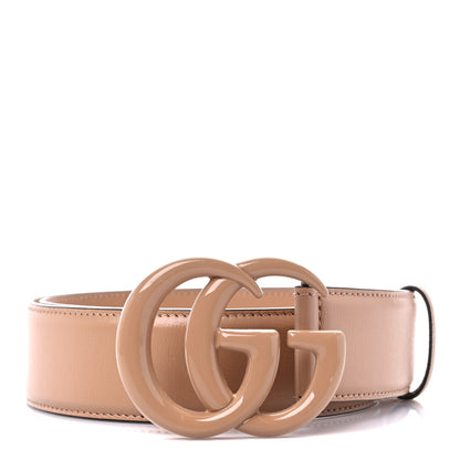 Gucci Azalea Calfskin Enamel Monochrome Double G 40mm Belt 75 30 Camelia 1 of 4