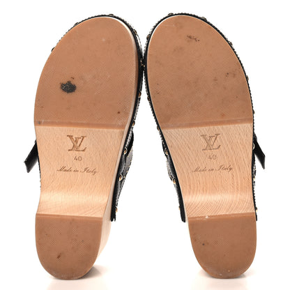 Louis Vuitton Calfskin Patent Monogram Cottage Clog Mules 40 Black 6 of 8