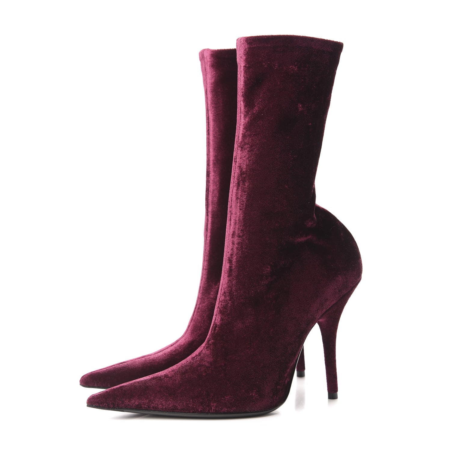 Balenciaga Velvet Extreme Pointed Toe Knife Booties 36 Rouge Prune 3 of 8