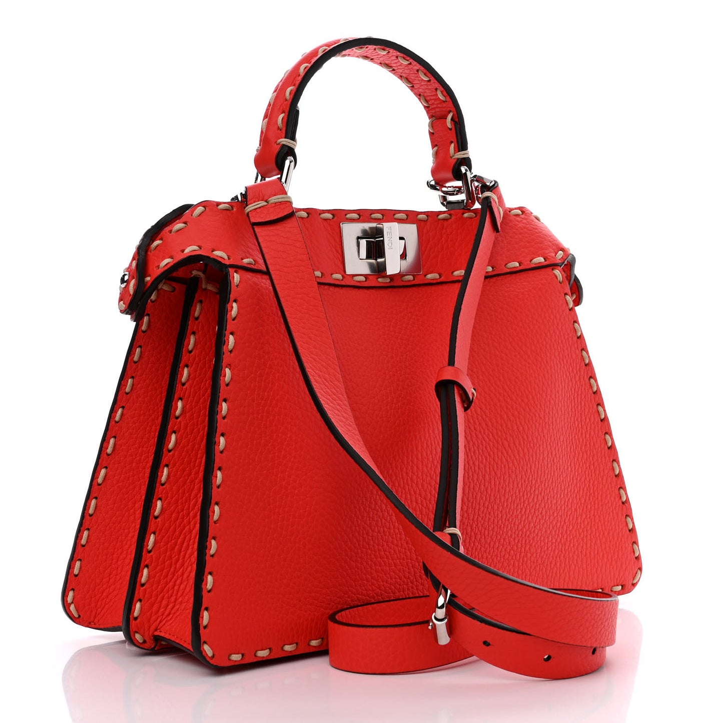 Vitello Granato Camoscio Selleria Macro Stitchings Small Peekaboo I SEE U Satchel Tullipano