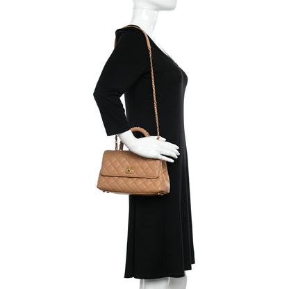 Chanel Caviar Quilted Mini Coco Chain Handle Flap Dark Beige 2 of 11