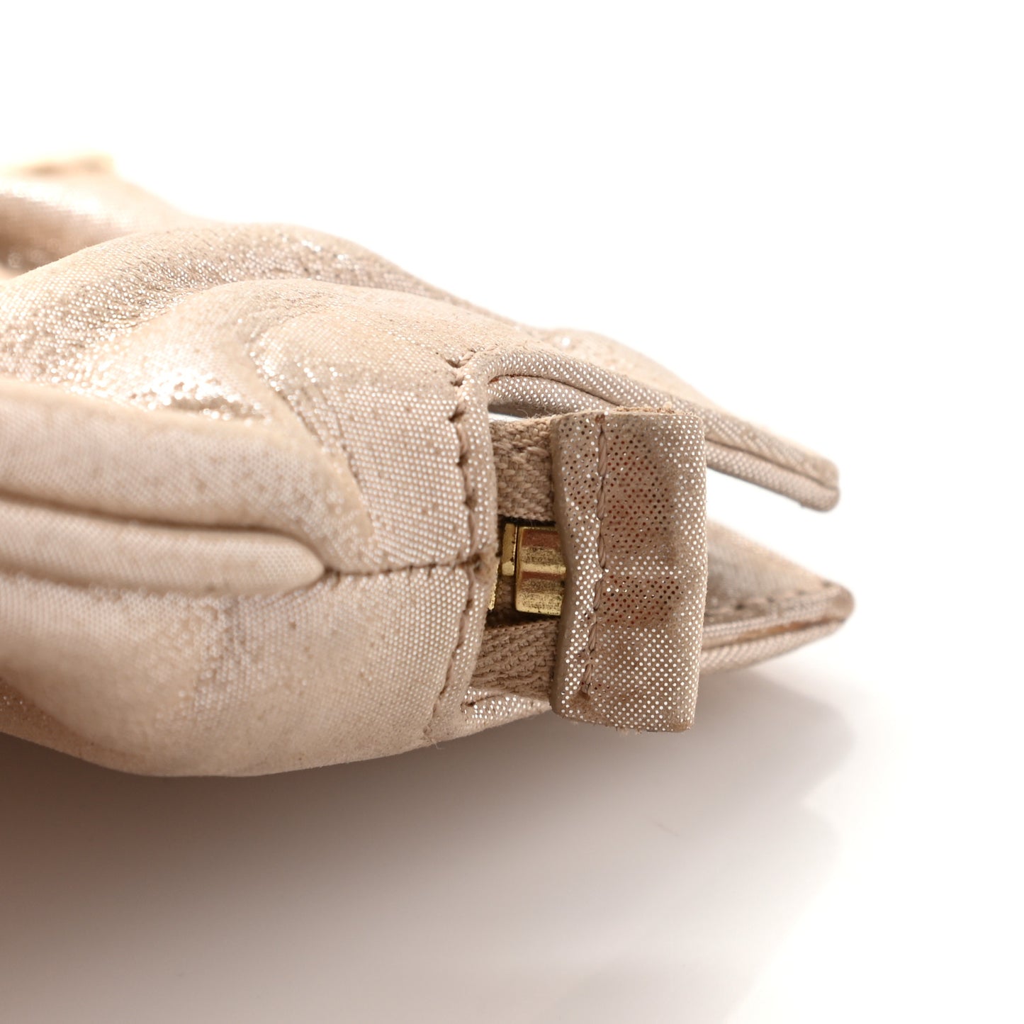 Metallic Lurex FF Cutout Baguette Clutch Gold