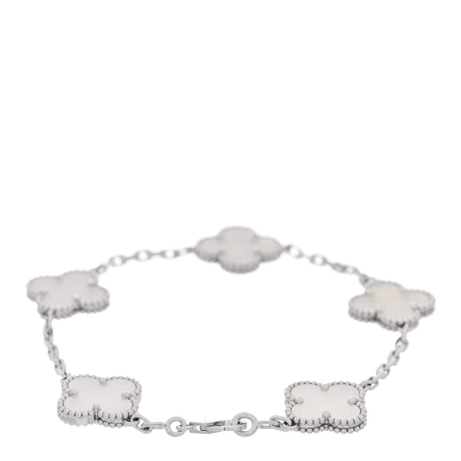 Van Cleef & Arpels 18K White Gold Mother of Pearl 5 Motifs Vintage Alhambra Bracelet 2 of 5