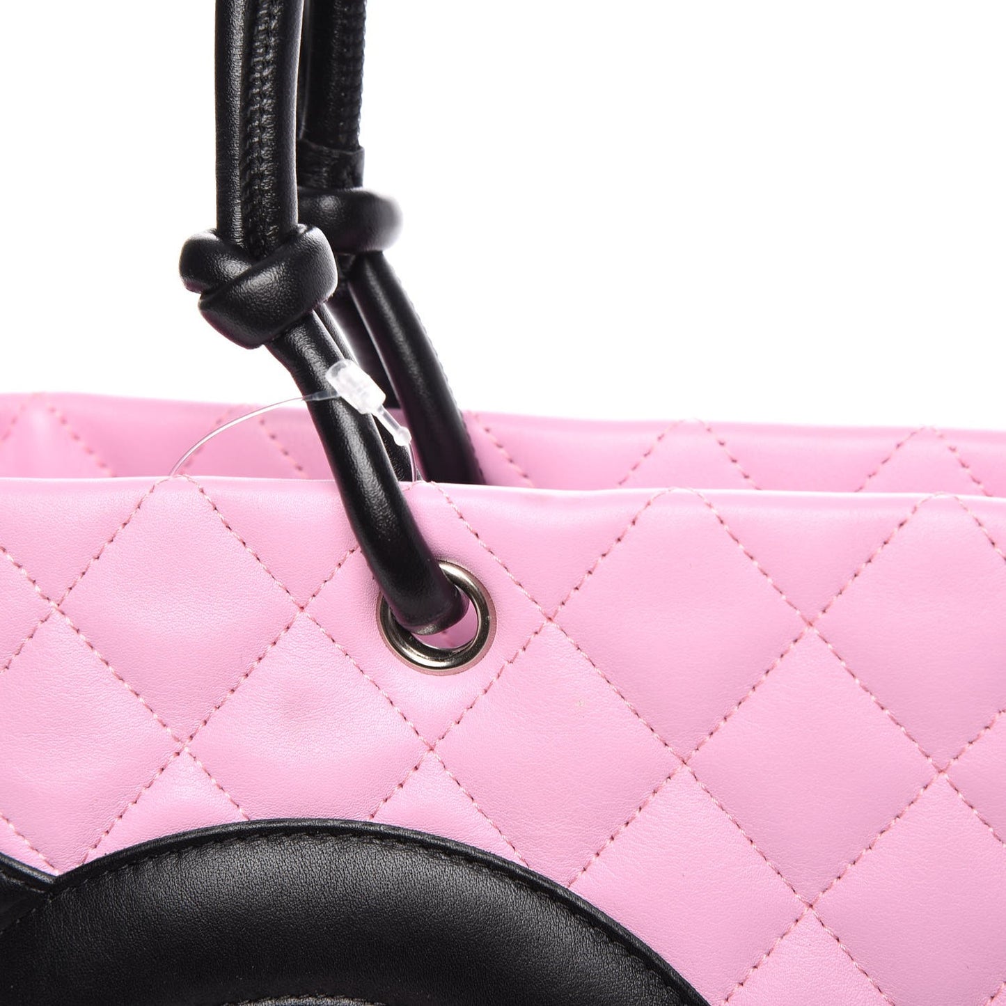 Calfskin Quilted Medium Cambon Tote Pink Black