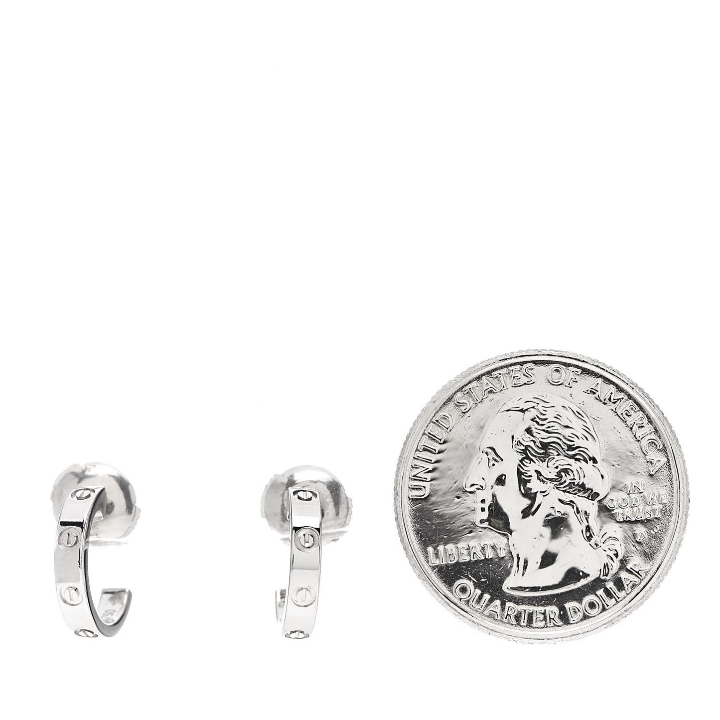 18K White Gold Small LOVE Hoop Earrings