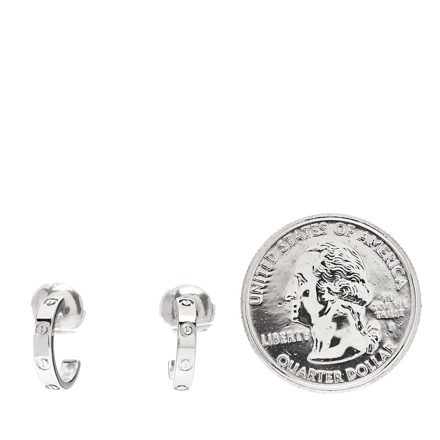 Cartier 18K White Gold Small LOVE Hoop Earrings 2 of 7