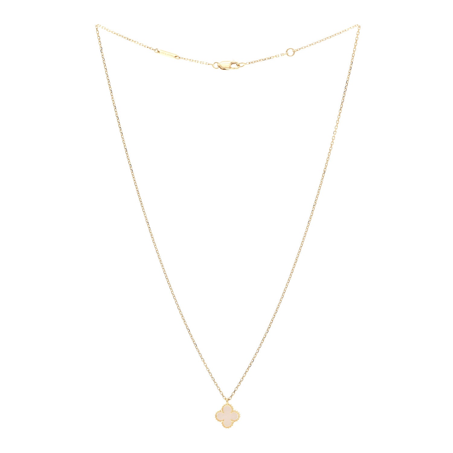 Van Cleef & Arpels 18K Yellow Gold Mother of Pearl Sweet Alhambra Pendant Necklace 3 of 6