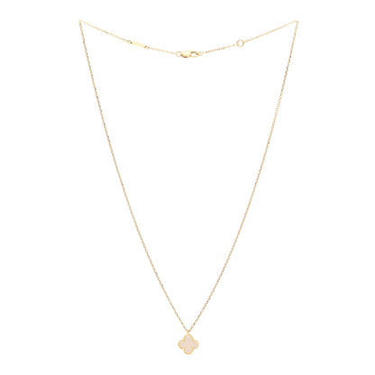 Van Cleef & Arpels 18K Yellow Gold Mother of Pearl Sweet Alhambra Pendant Necklace 3 of 6