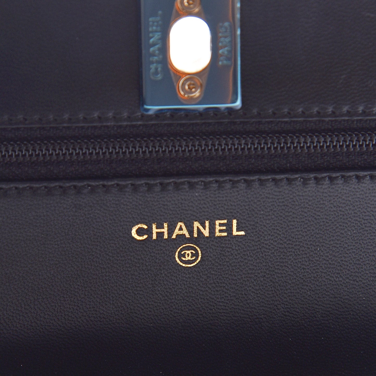 Lambskin Quilted Trendy CC Wallet On Chain WOC Black