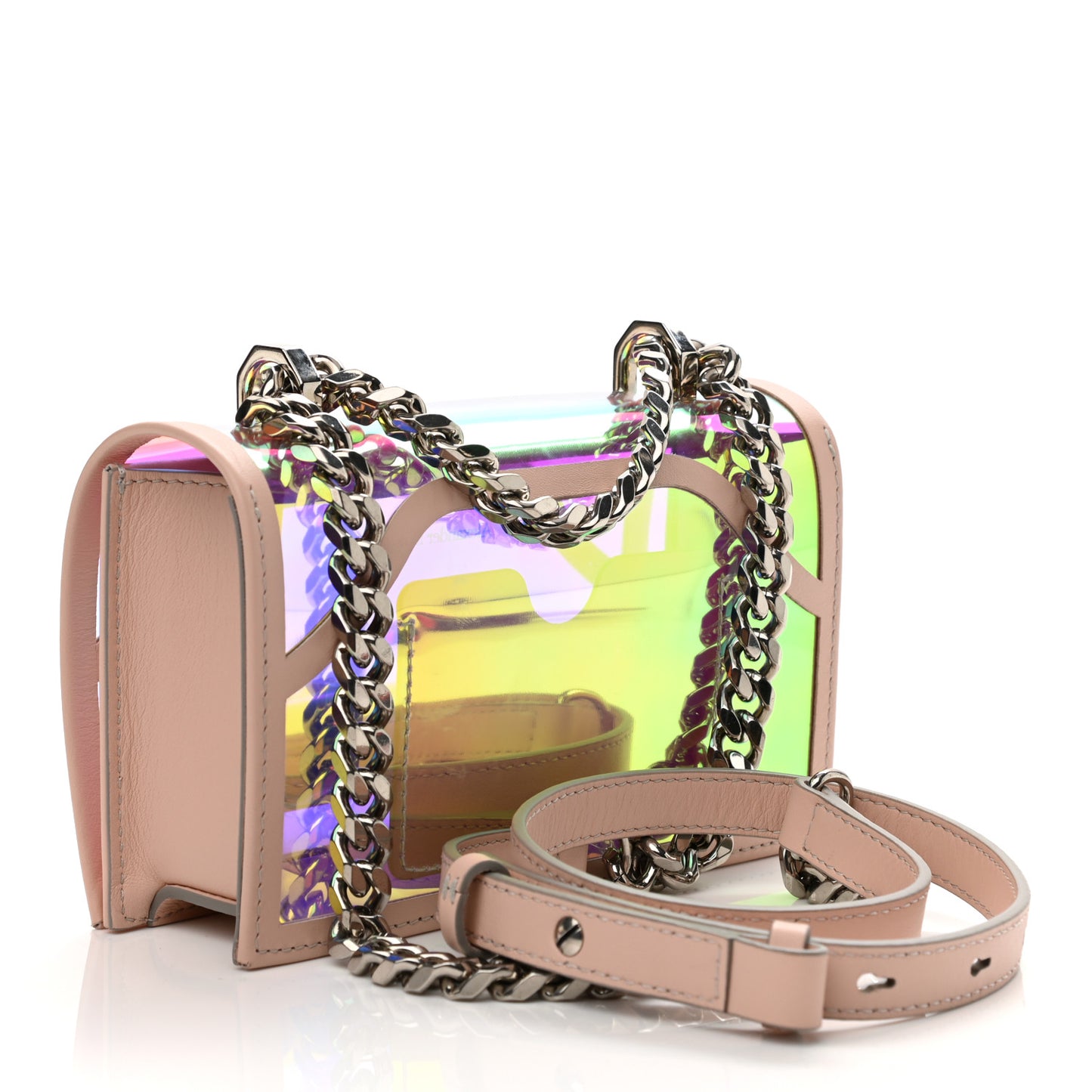 Iridescent PVC Calfskin Mini Knuckle Crossbody