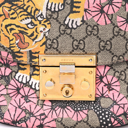 Gucci GG Supreme Monogram Bengal Web Medium Padlock Messenger Shoulder Bag Beige Pink 28 of 28