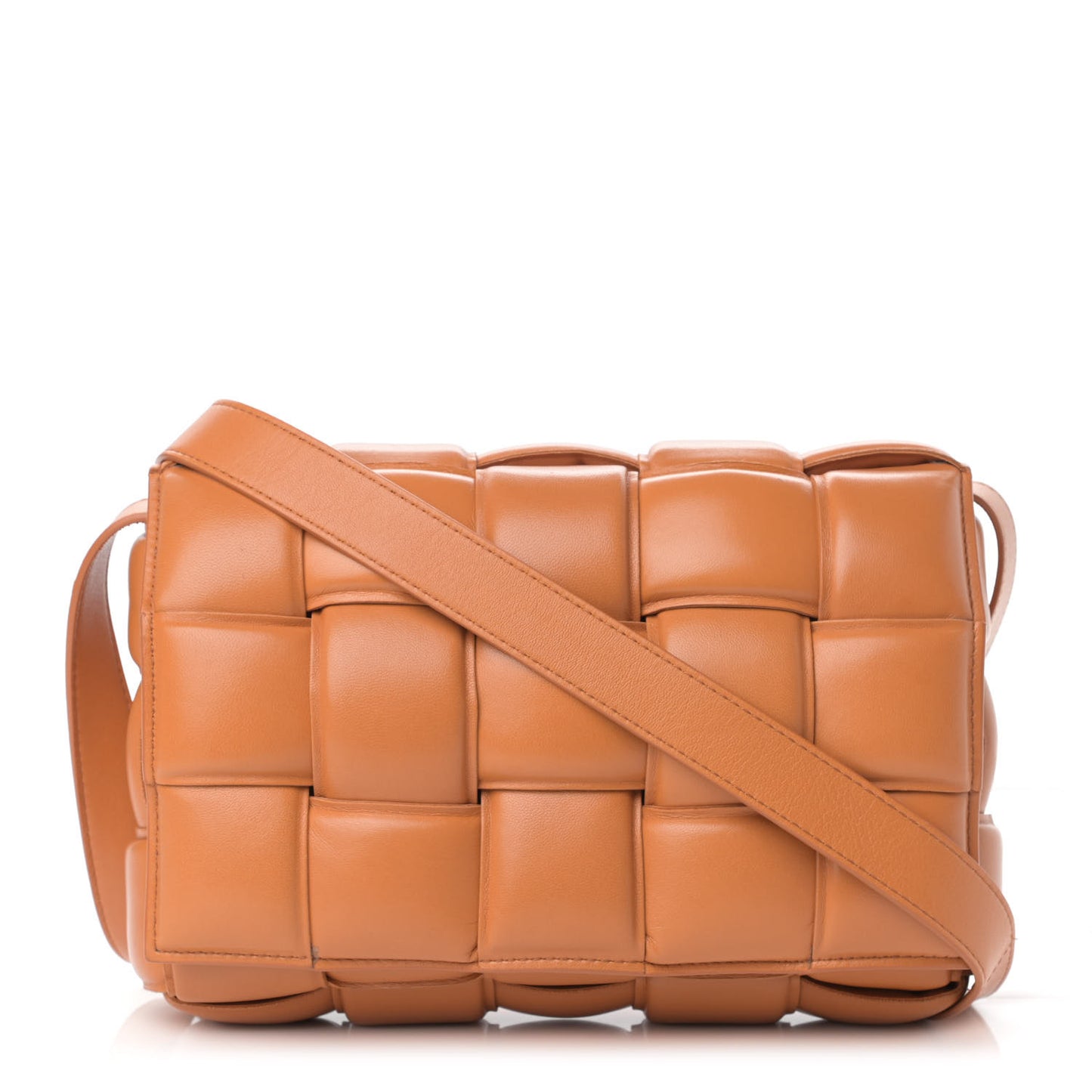 Nappa Maxi Intreccio Padded Cassette Crossbody Bag Clay