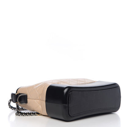 Chanel Aged Calfskin Quilted Medium Gabrielle Hobo Beige Black 3 of 9