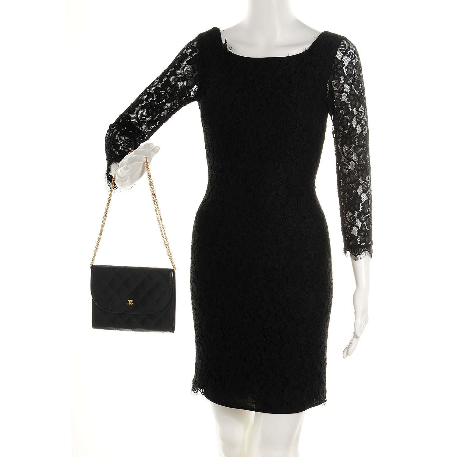 Chanel Lambskin Quilted Mini Evening Flap Black 2 of 8