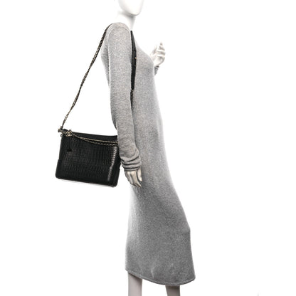 Chanel Crocodile Embossed Calfskin Medium Gabrielle Cocodile Hobo Black 2 of 11