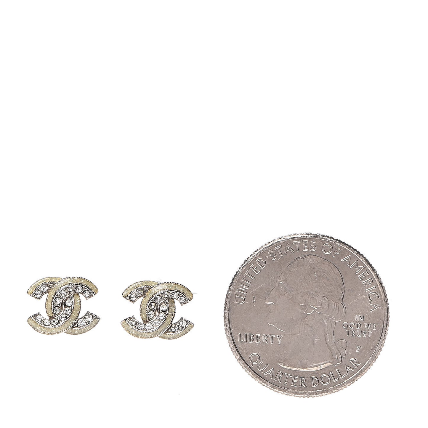 Enamel Crystal CC Earrings Silver