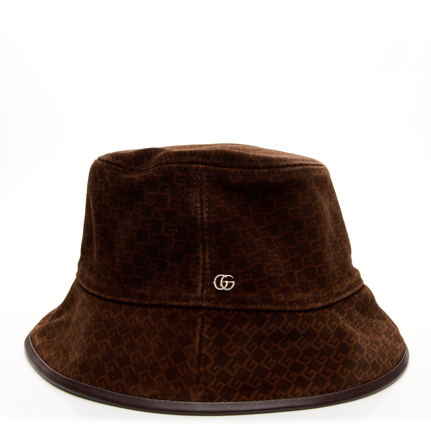 Suede GG Monogram Bucket Hat L Brown