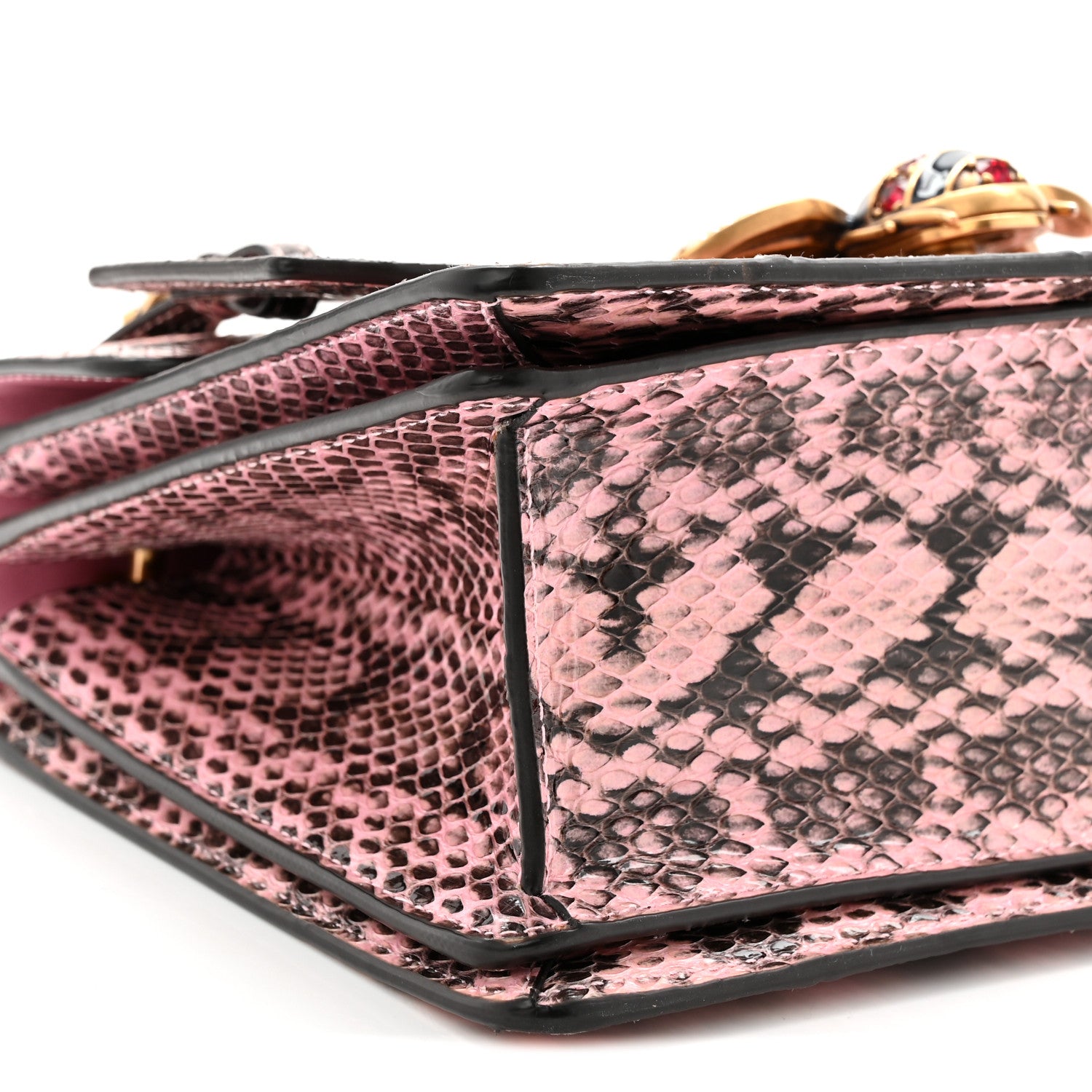 Gucci Snakeskin Sylvie Web Small Queen Margaret Top Handle Bag Pink 9 of 10