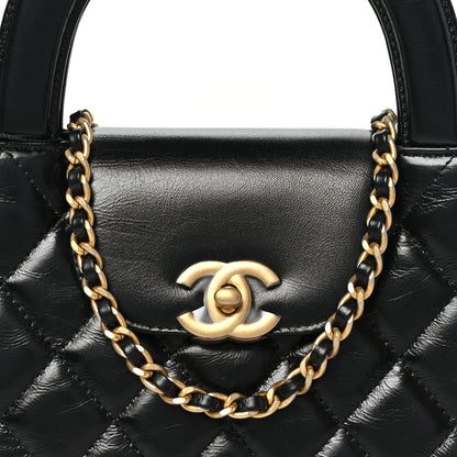 Chanel Shiny Aged Calfskin Quilted Nano Kelly Shopper Black 8 of 11