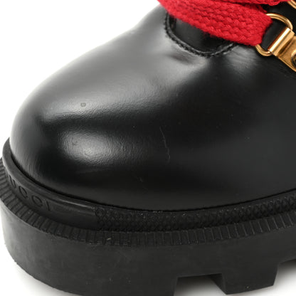 Gucci Magnum Calfskin Pearl Lace Up Combat Ankle Boots 39.5 Black Red 12 of 18